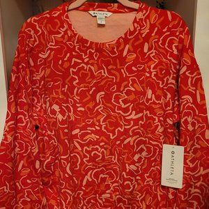 NWT Athleta Sweater, Red Flower Pattern, Small